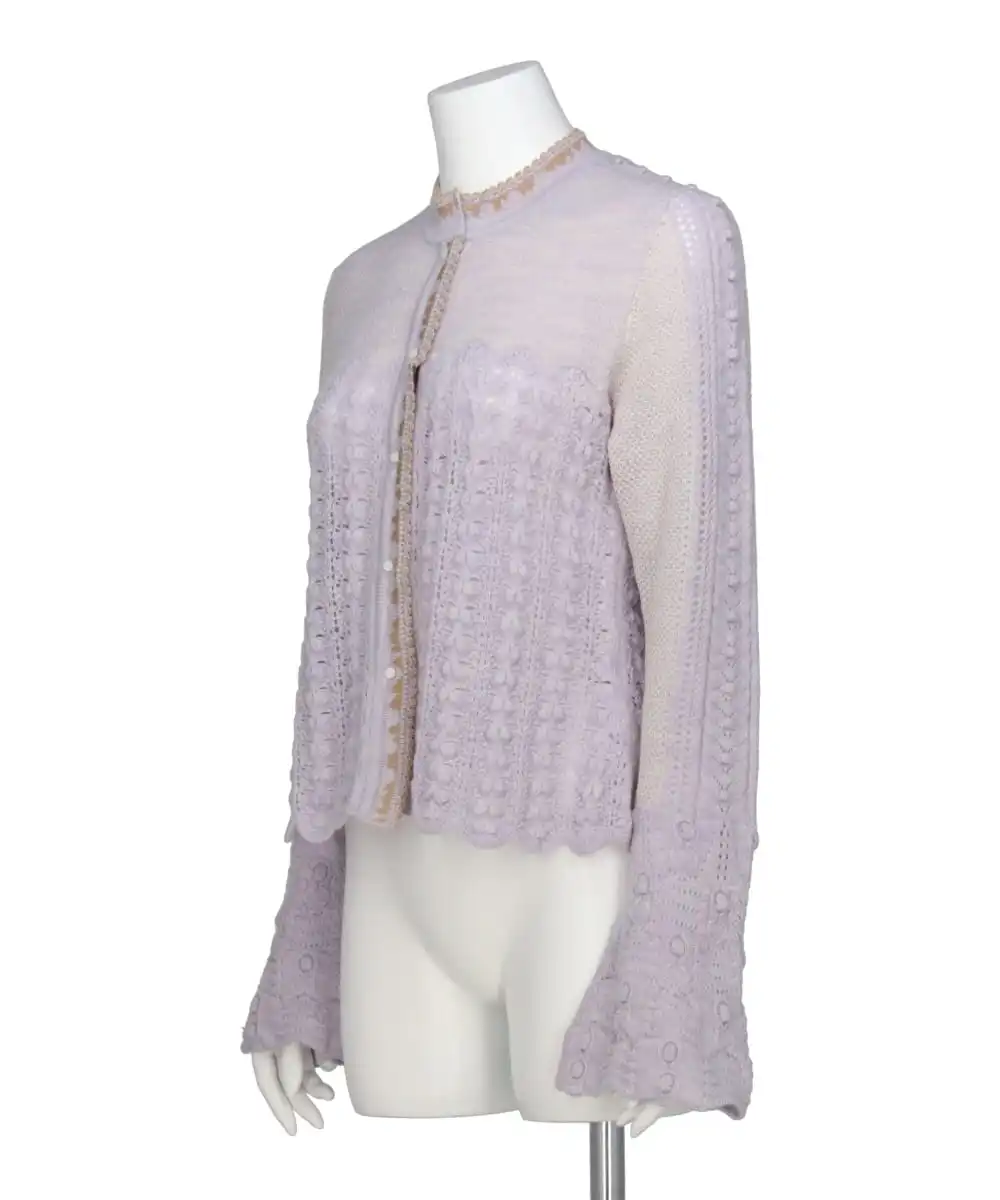 OPENWORK PATTERN KNITTED CARDIGAN