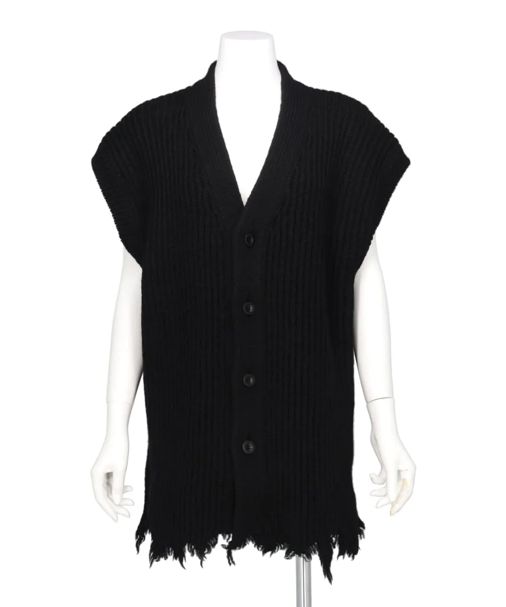 WOOL BROKEN KNIT CARDIGAN VEST