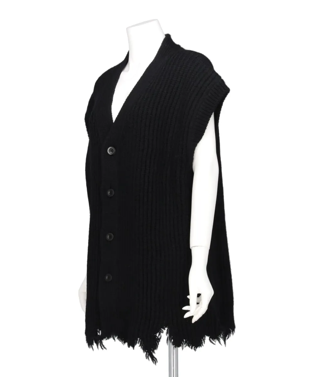 WOOL BROKEN KNIT CARDIGAN VEST