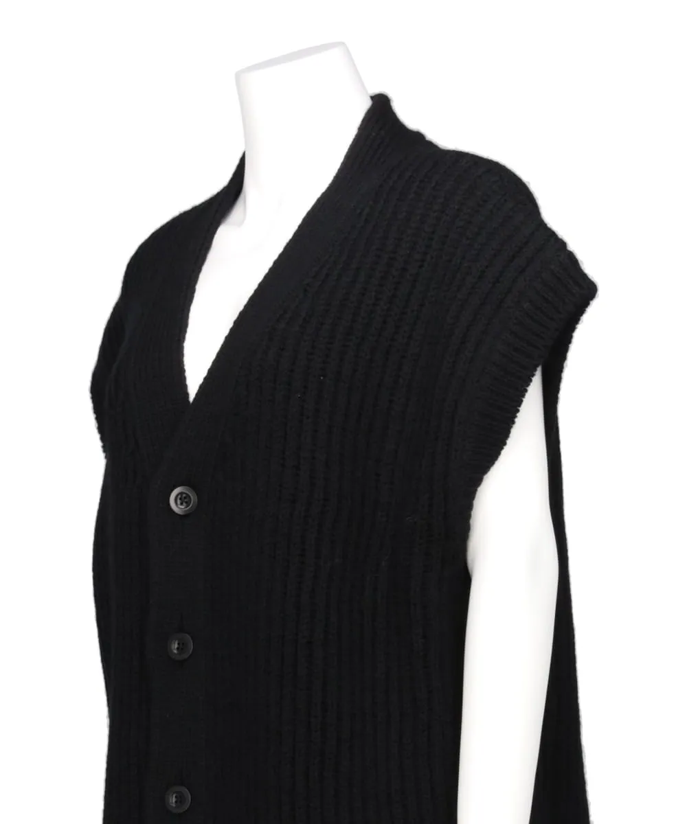 WOOL BROKEN KNIT CARDIGAN VEST