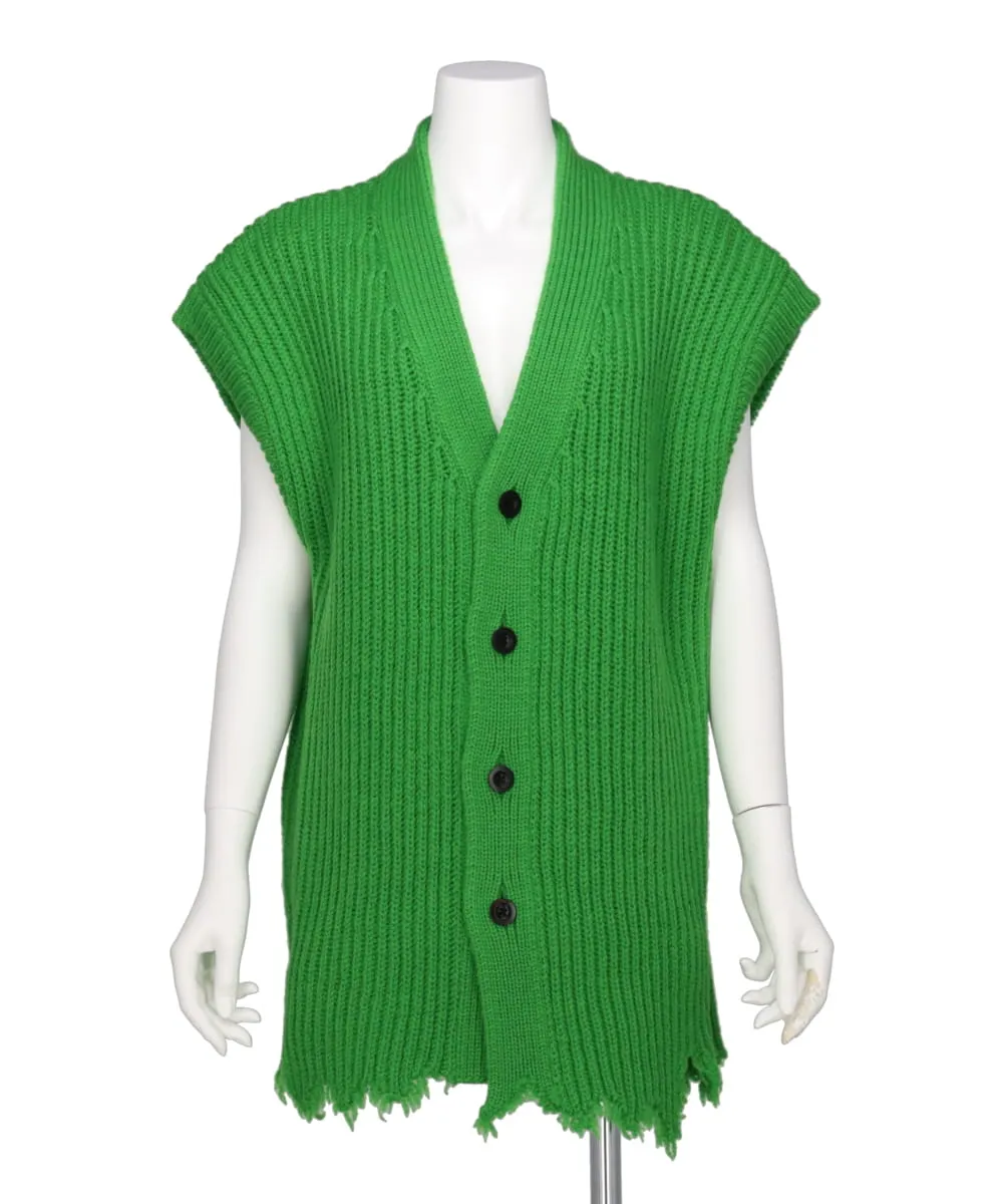 WOOL BROKEN KNIT CARDIGAN VEST