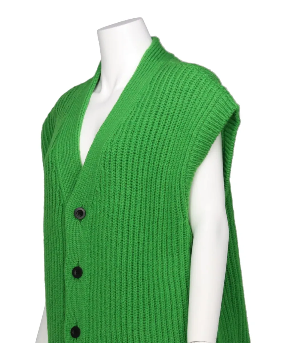 WOOL BROKEN KNIT CARDIGAN VEST