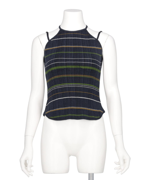 RANDOM RIBBED PLAID KNITTED TOP