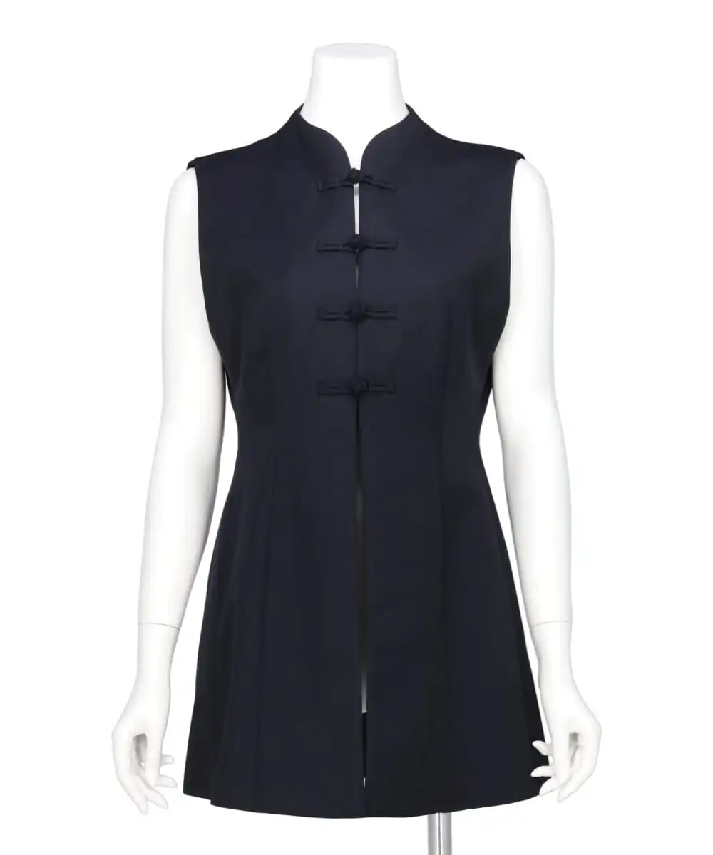 LIGHT WOOL MAX GABADINE MAO COLLAR VEST