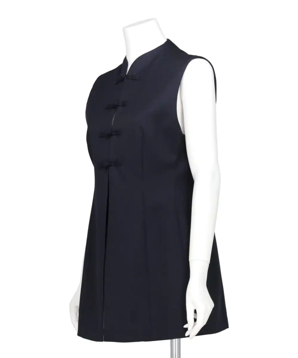 LIGHT WOOL MAX GABADINE MAO COLLAR VEST