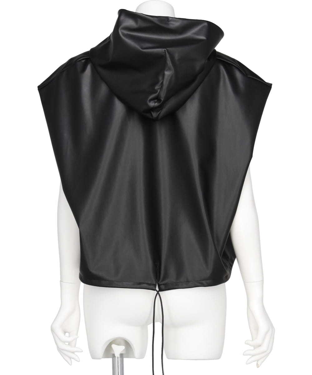 ECO LEATHER HOODED VEST