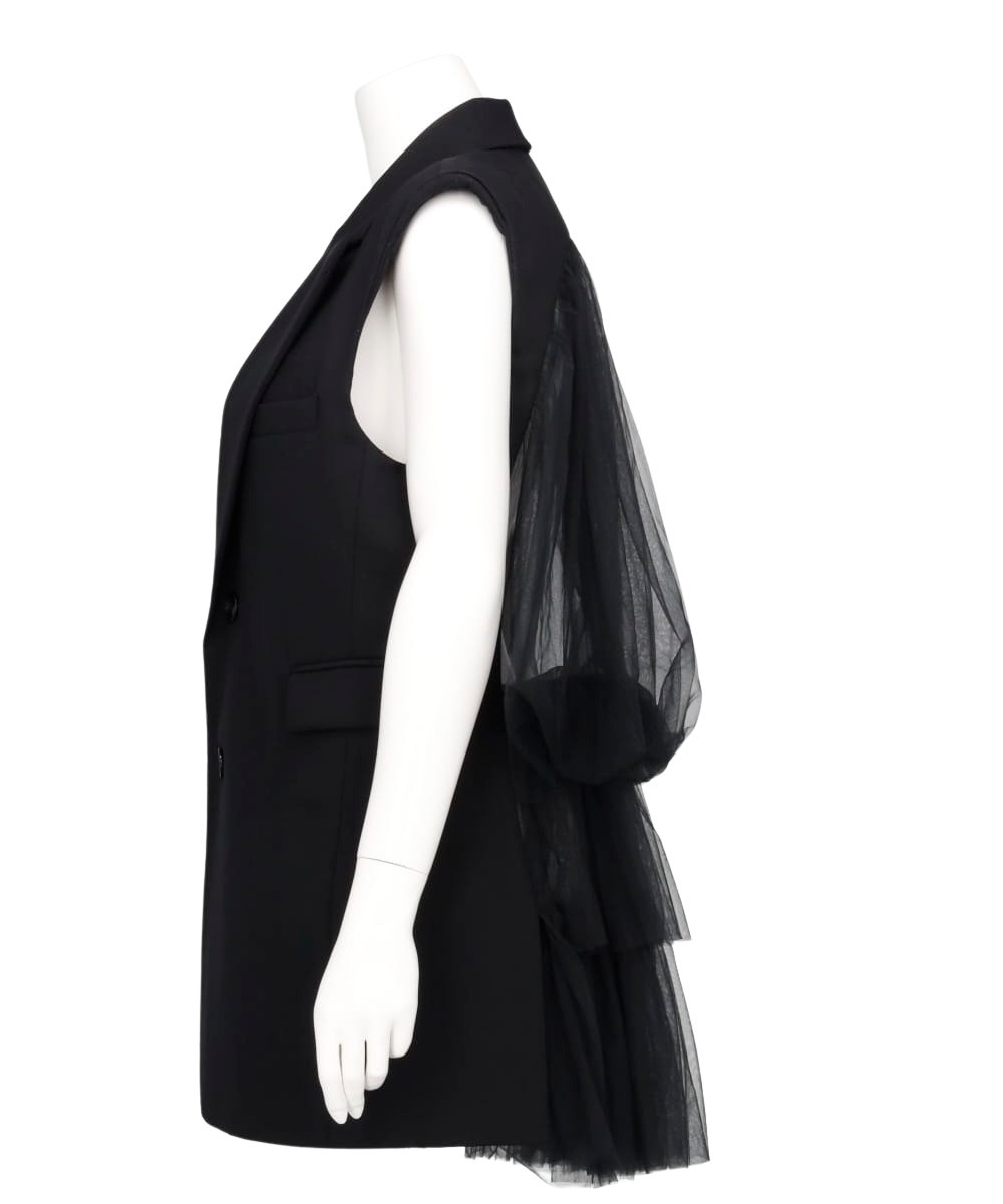 VIVIANO TULLE LAYERED SLEEVELESS JACKET - ベスト