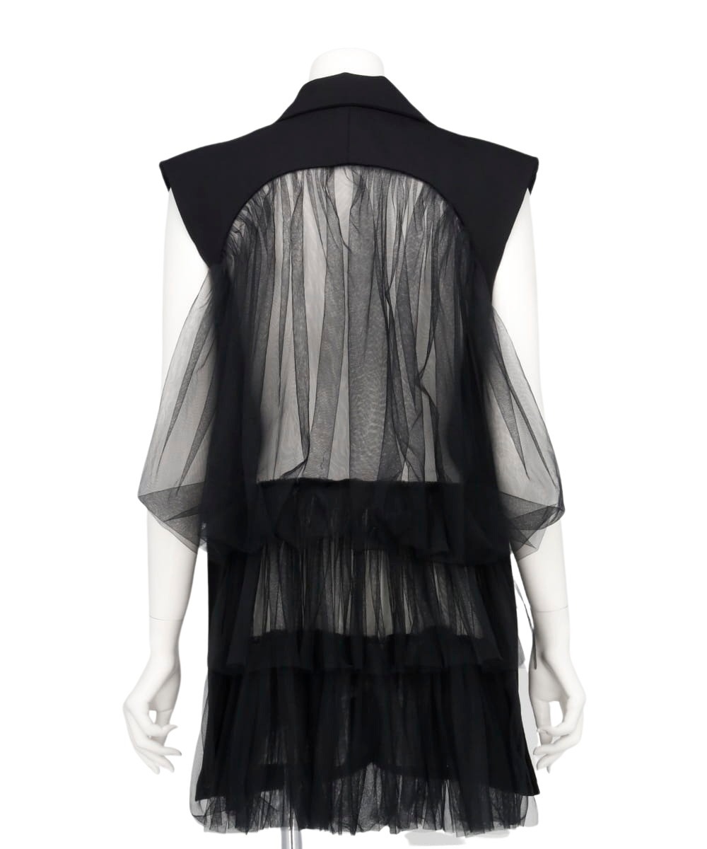 VIVIANO TULLE LAYERED SLEEVELESS JACKET - ベスト