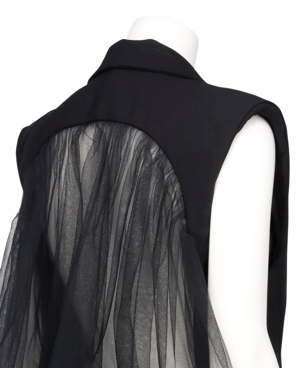 VIVIANO TULLE LAYERED SLEEVELESS JACKET - ベスト