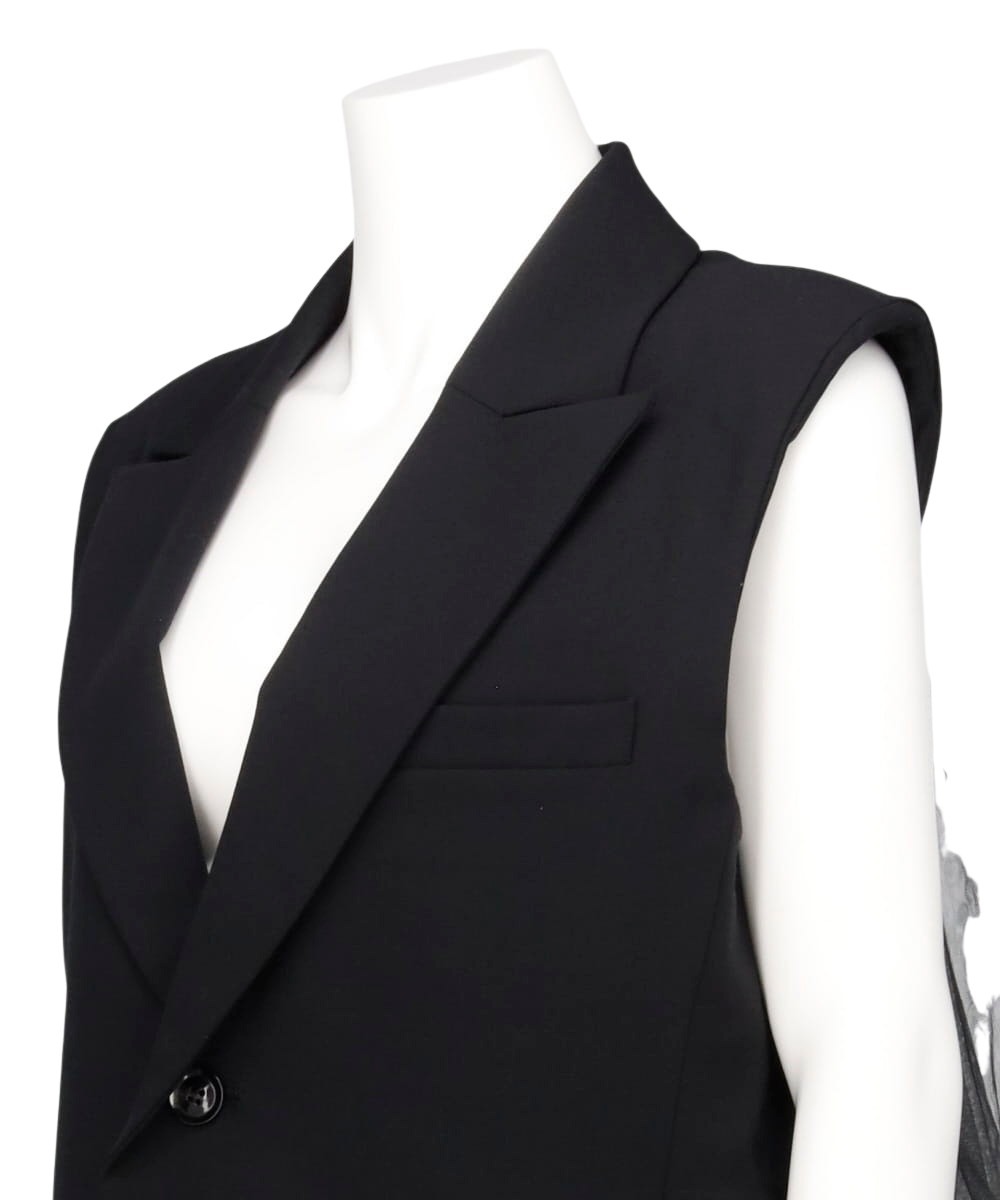 VIVIANO TULLE LAYERED SLEEVELESS JACKET - ベスト