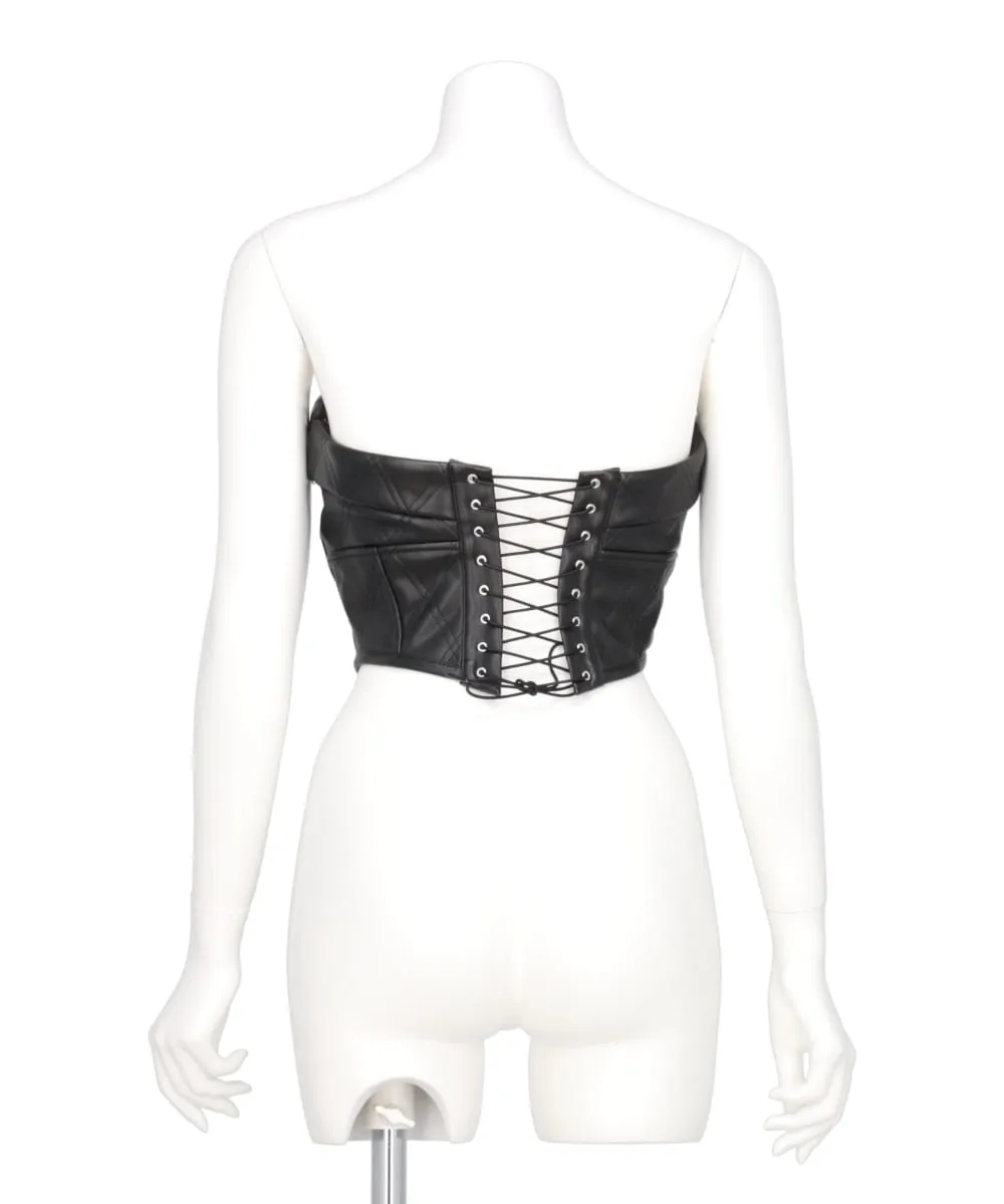 FAUX-LEATHER QUILTED BUSTIER