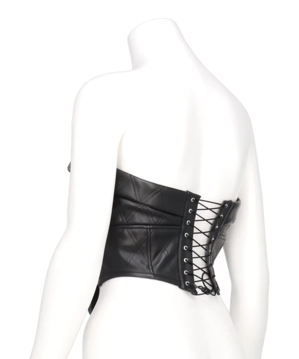 FAUX-LEATHER QUILTED BUSTIER