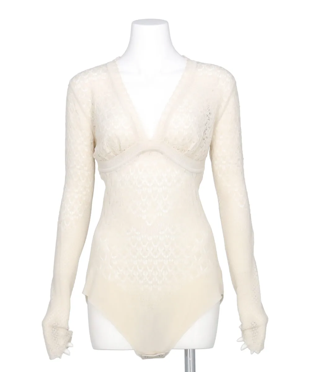 LACE KNIT V-NECK BODYSUITS