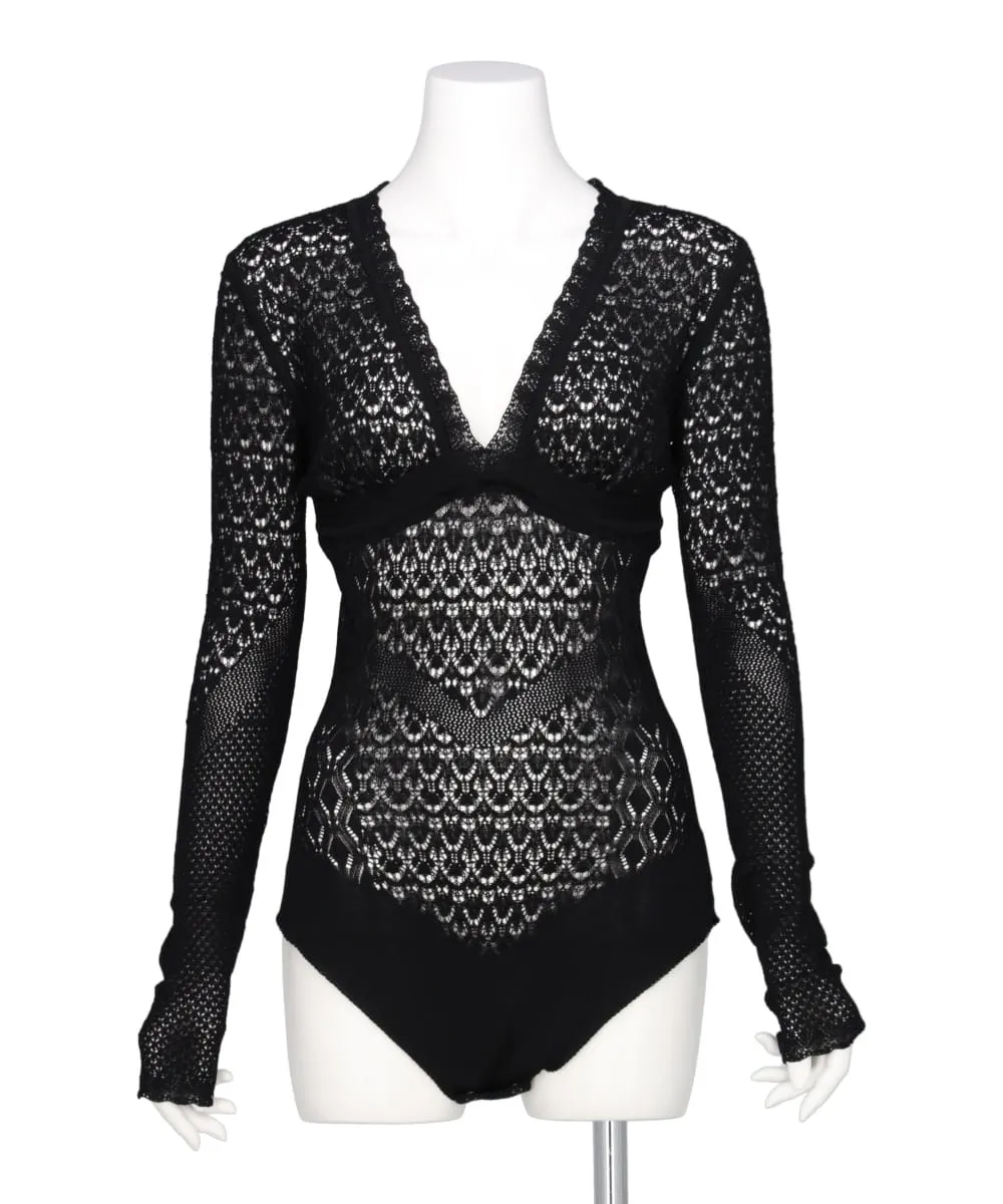 LACE KNIT V-NECK BODYSUITS