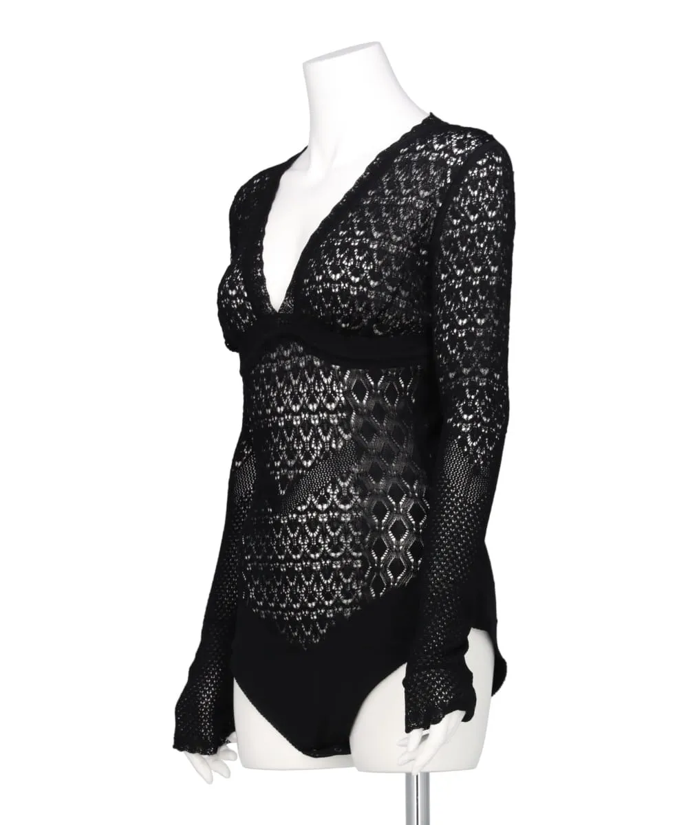 LACE KNIT V-NECK BODYSUITS