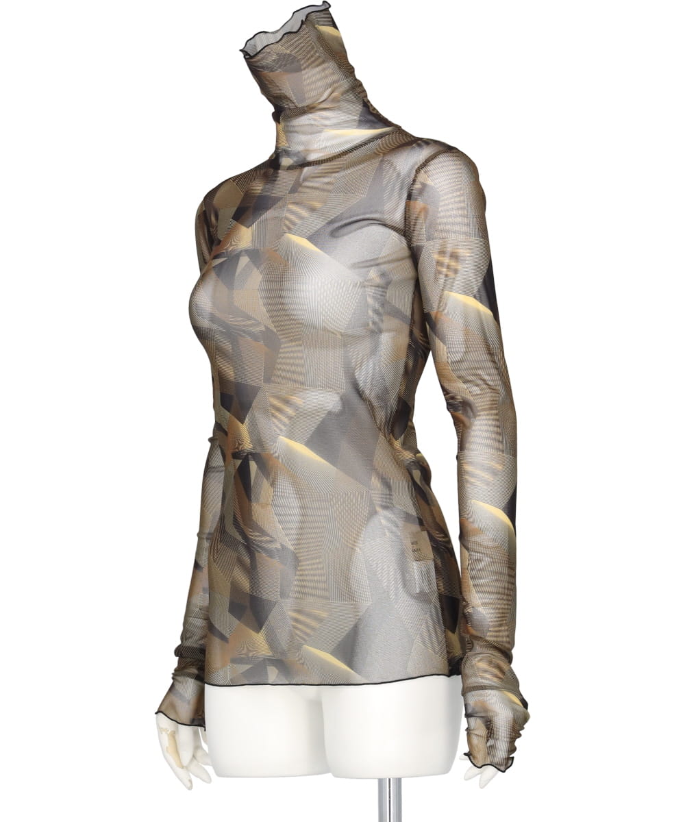 CAMO TULLE HIGH NECK T