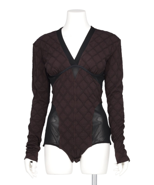 JACQUARD JERSEY PANELED BODYSUIT