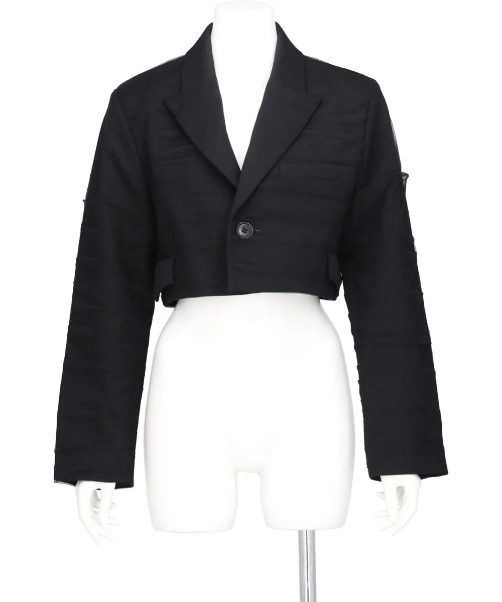 TULLE OVERLAY CROPPED BLAZER