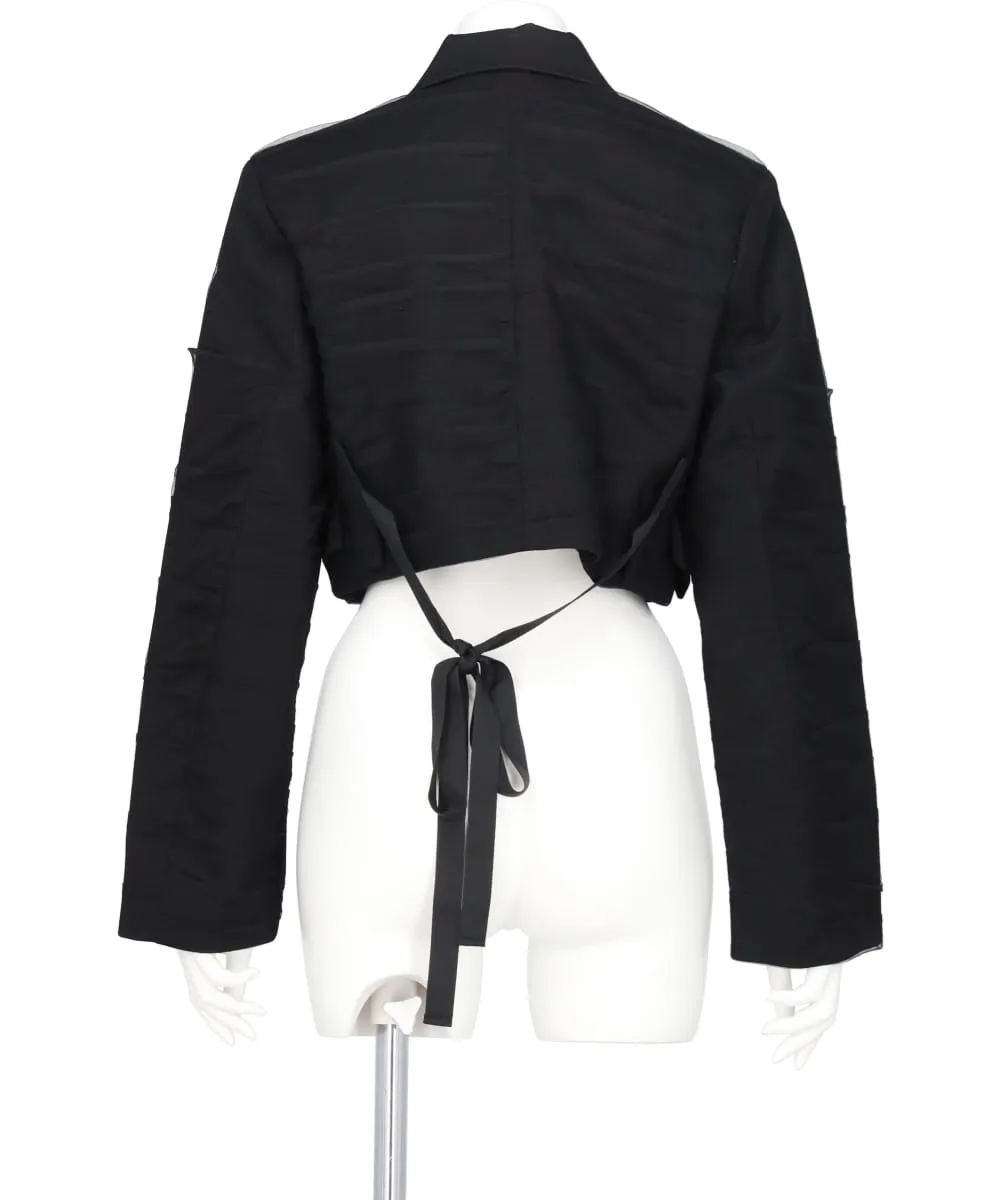 TULLE OVERLAY CROPPED BLAZER