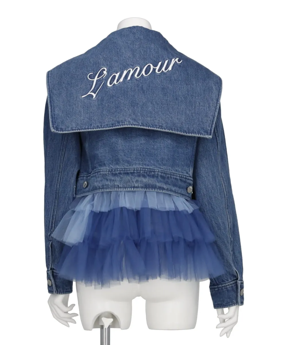 EMBROIDERED TULLE TRIMMED SAILOR COLLAR CROPPED