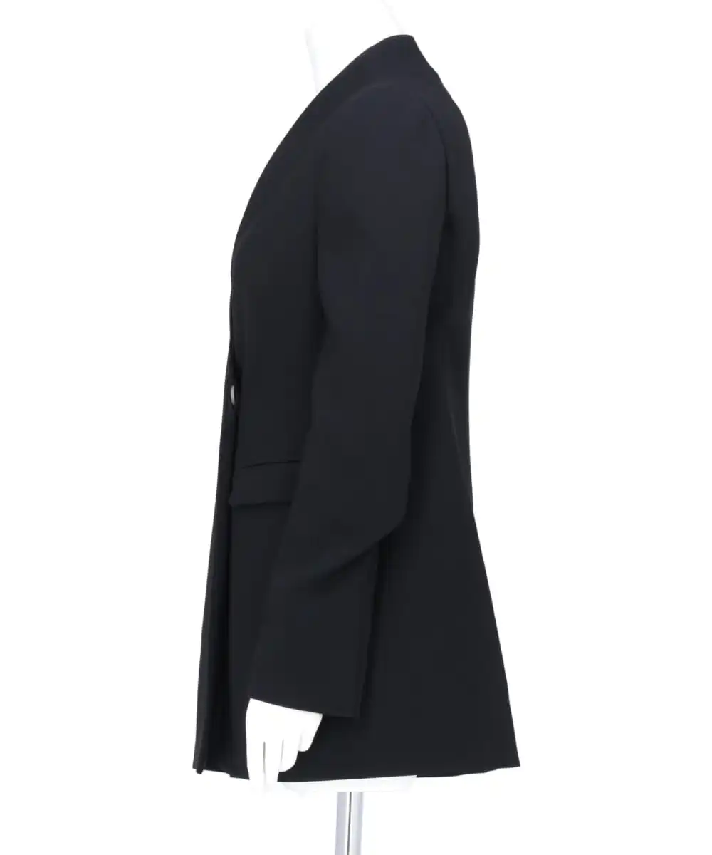 ACETATE POLYESTER COLLARLESS DOUBLE BREASTED SUIT JACKET