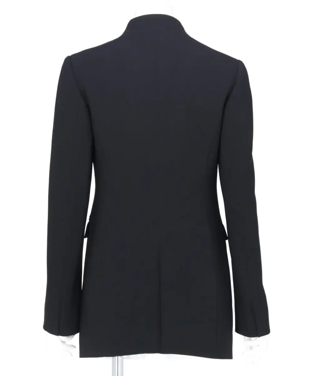 ACETATE POLYESTER COLLARLESS DOUBLE BREASTED SUIT JACKET