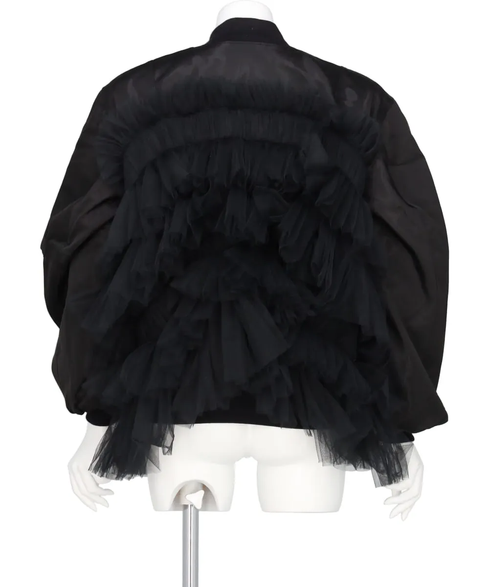 GATHERED TULLE BOMBER JACKET