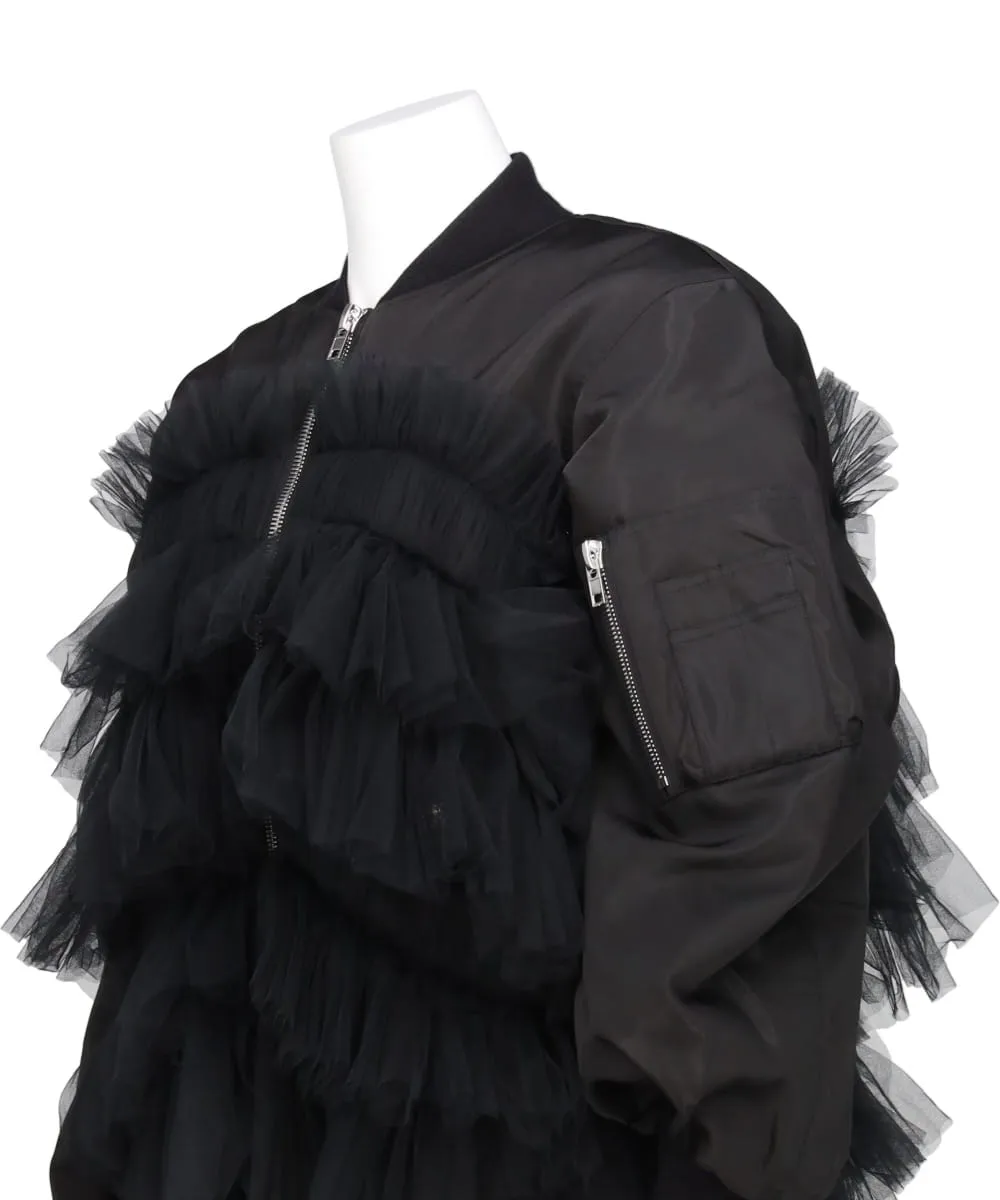 GATHERED TULLE BOMBER JACKET