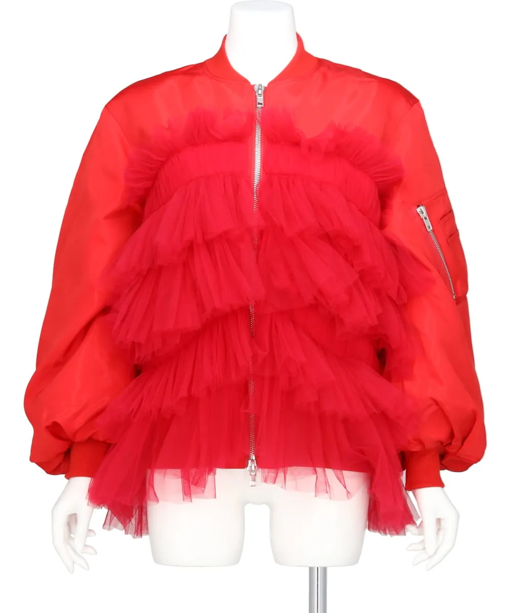 GATHERED TULLE BOMBER JACKET