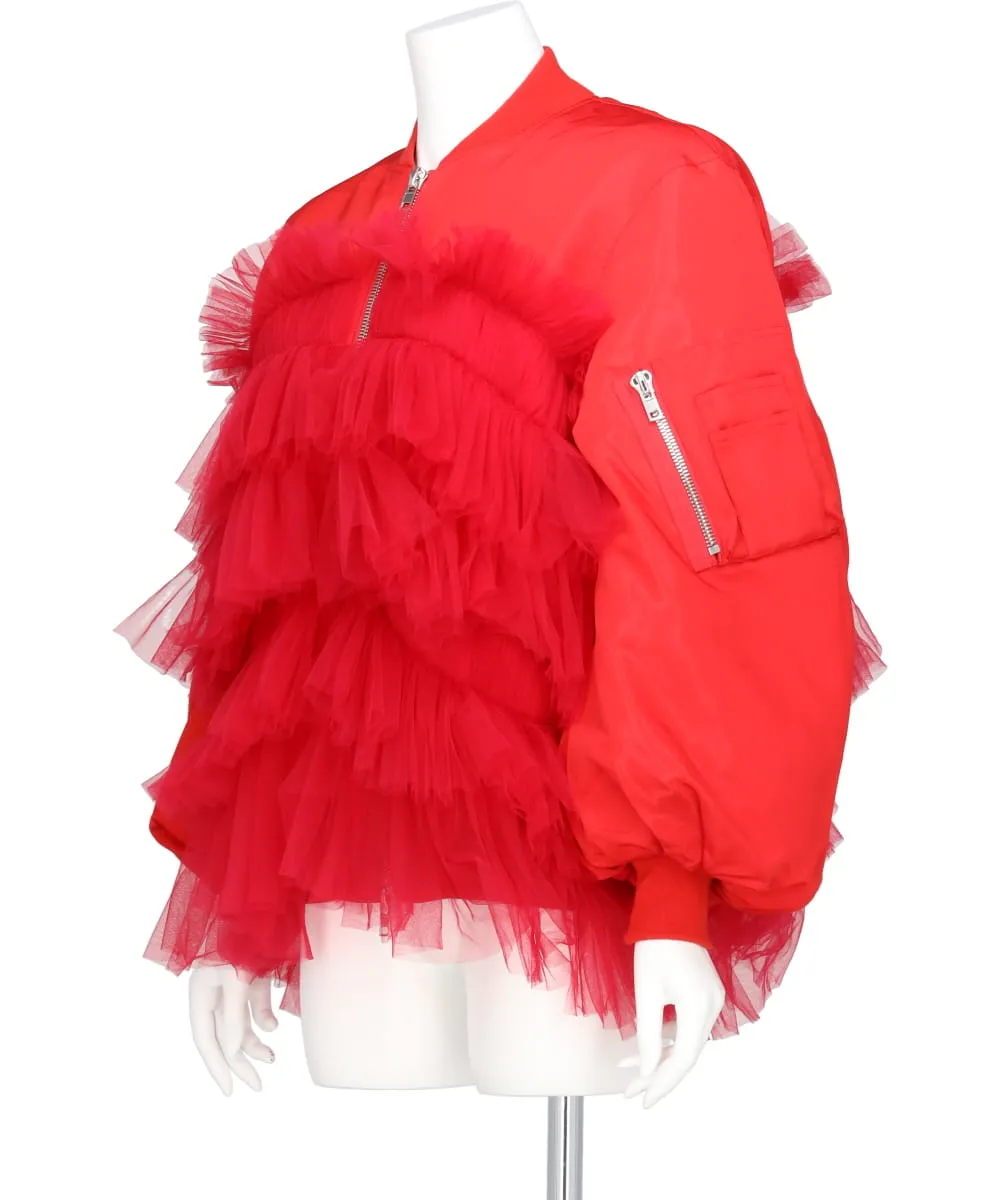 GATHERED TULLE BOMBER JACKET