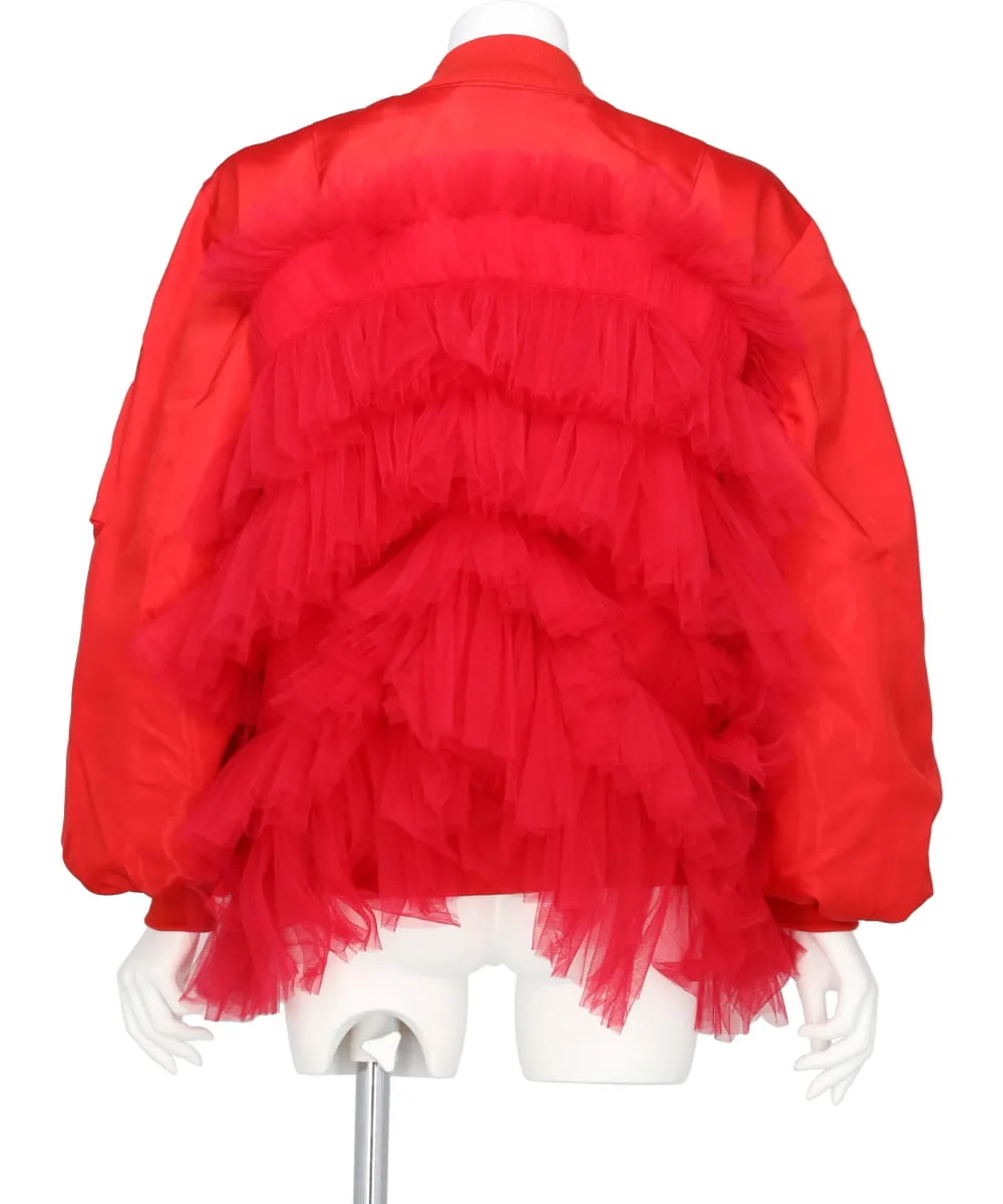 GATHERED TULLE BOMBER JACKET