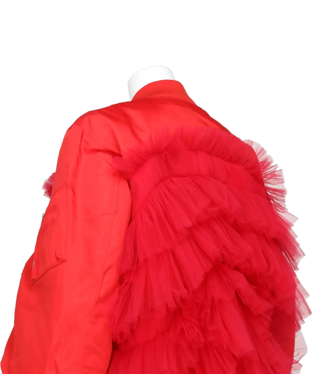 GATHERED TULLE BOMBER JACKET