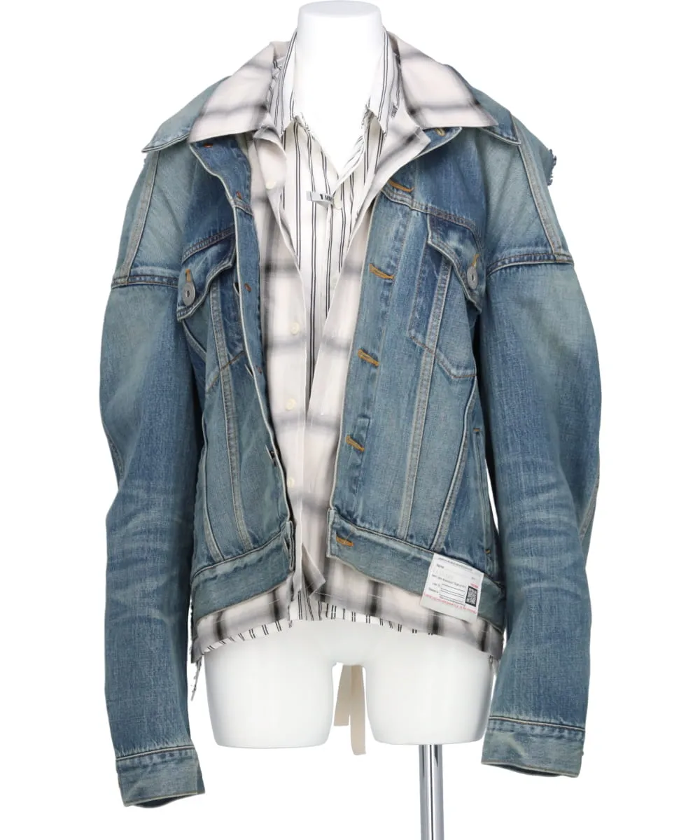 BACKLESS TRIPLE LAYERED DENIM JACKET