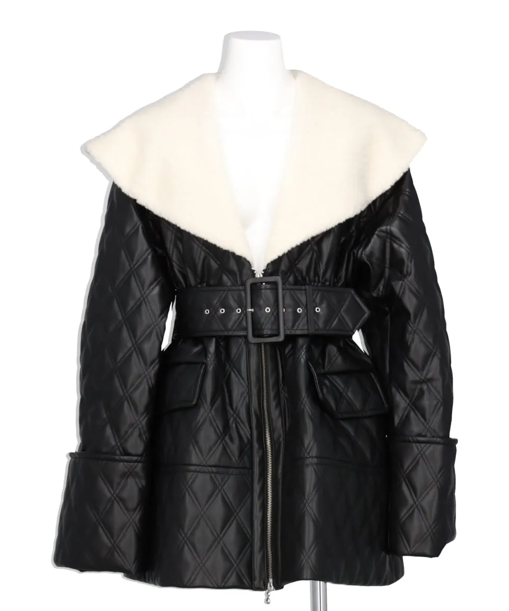 FAUX-LEATHER QUILTED JACKET