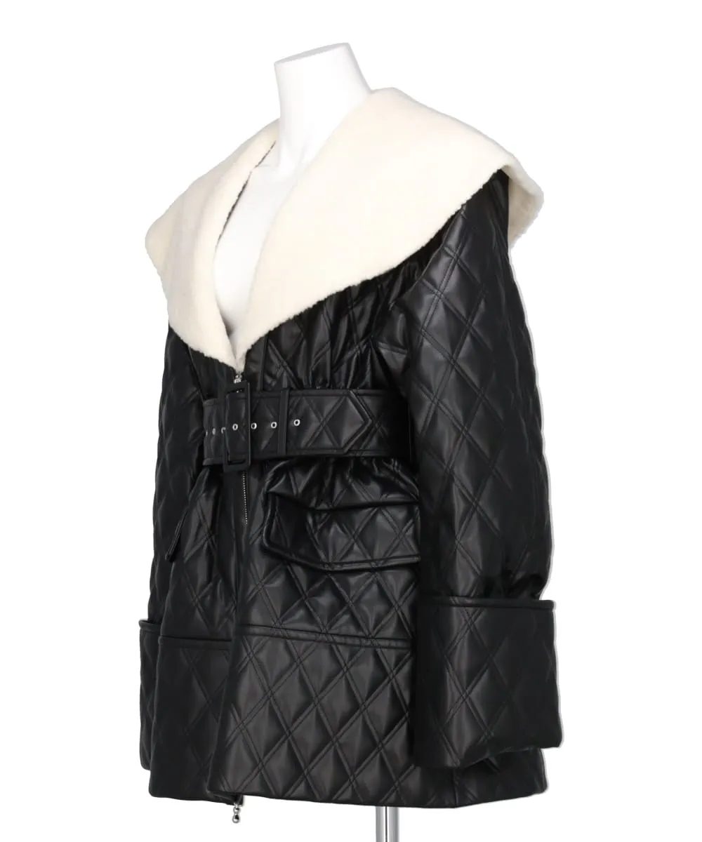 FAUX-LEATHER QUILTED JACKET