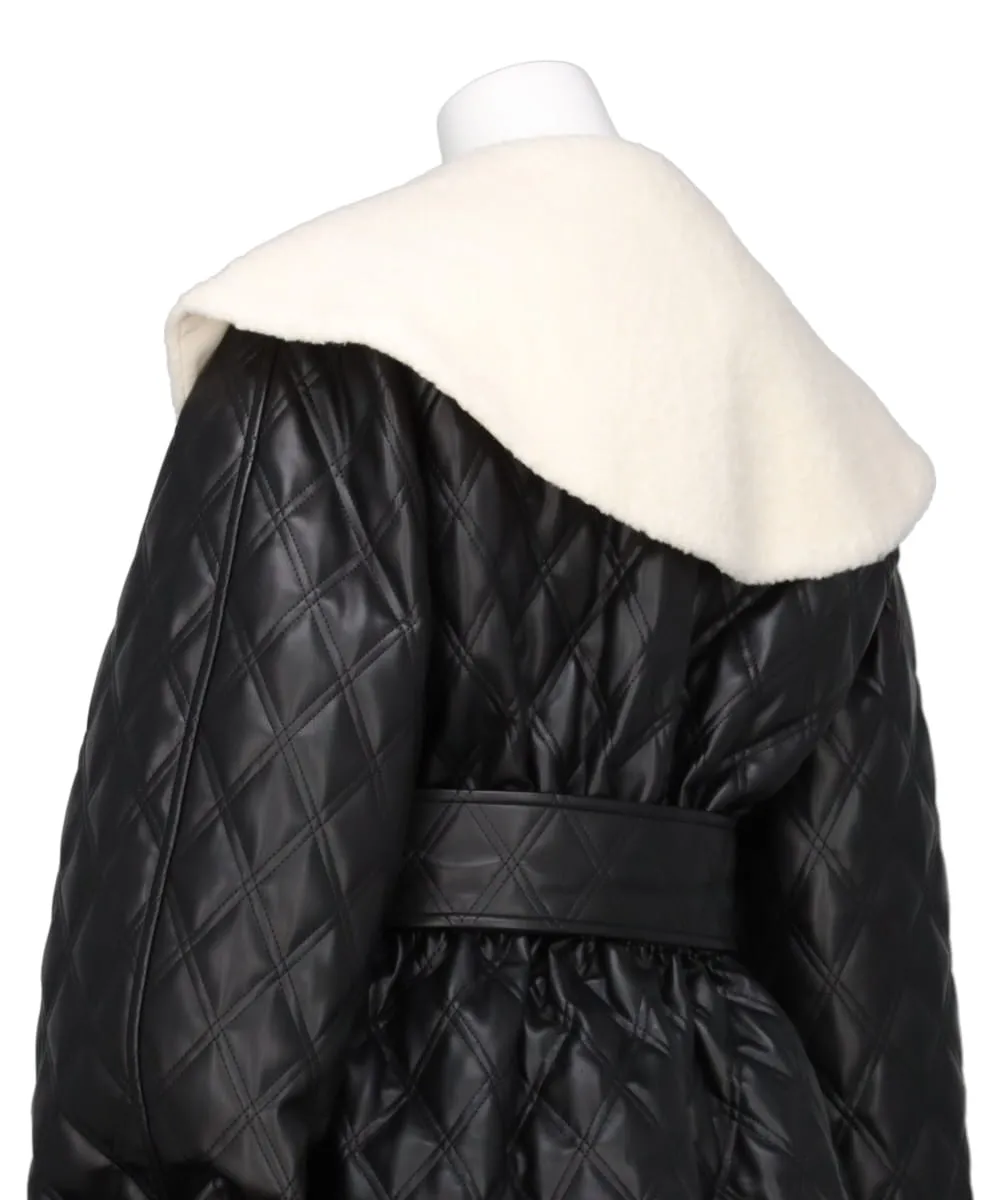 FAUX-LEATHER QUILTED JACKET