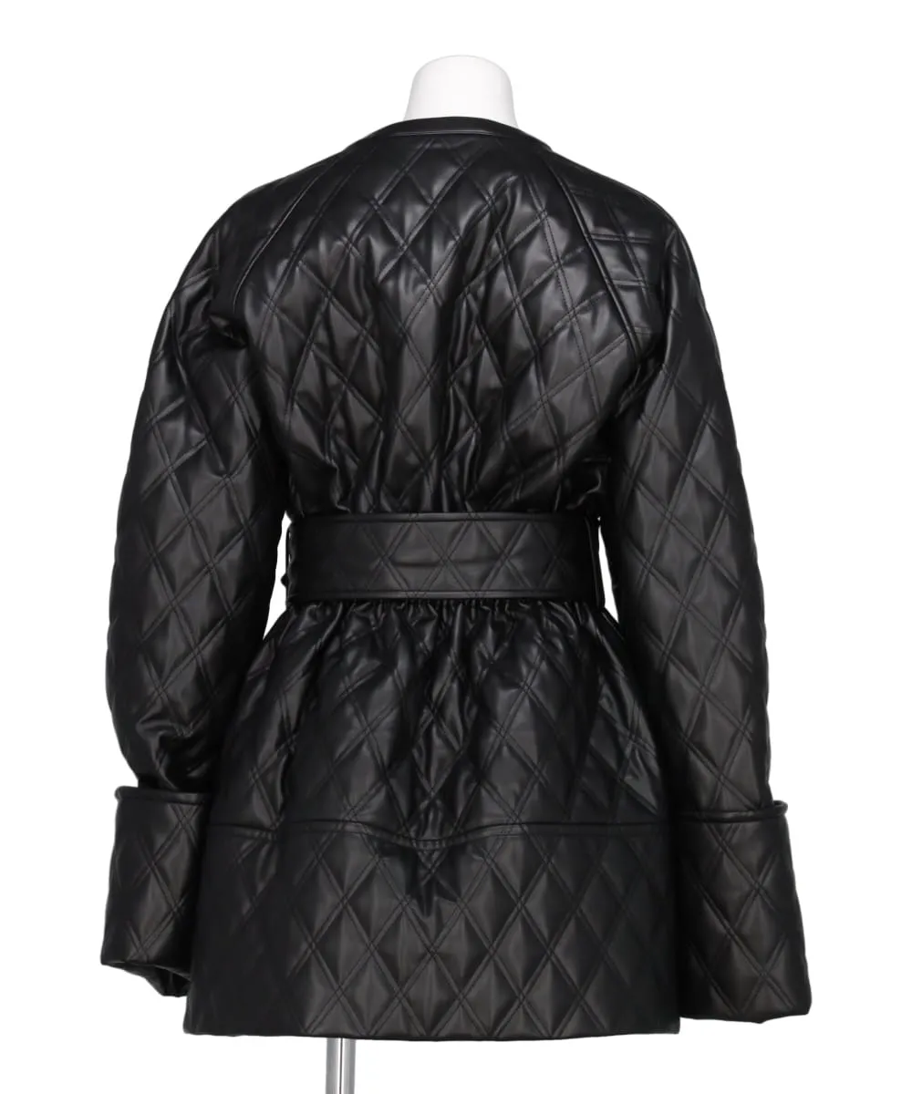 FAUX-LEATHER QUILTED JACKET