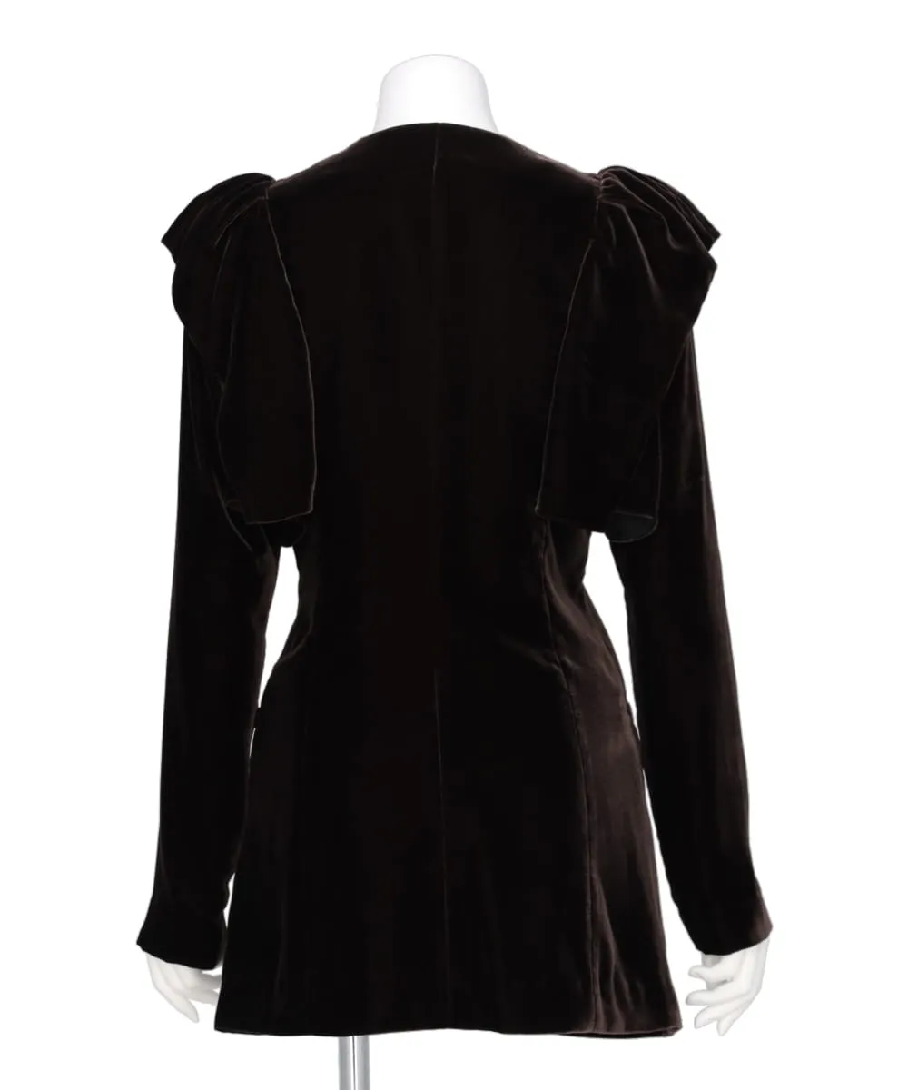 VELVET FRILL SHOULDER JACKET