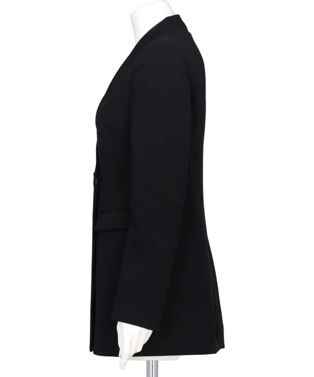 ACETATE POLYESTER COLLARLESS DOUBLE BREASTED SUIT JACKET