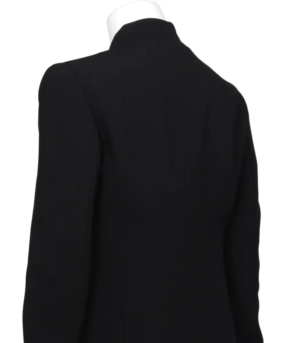 ACETATE POLYESTER COLLARLESS DOUBLE BREASTED SUIT JACKET