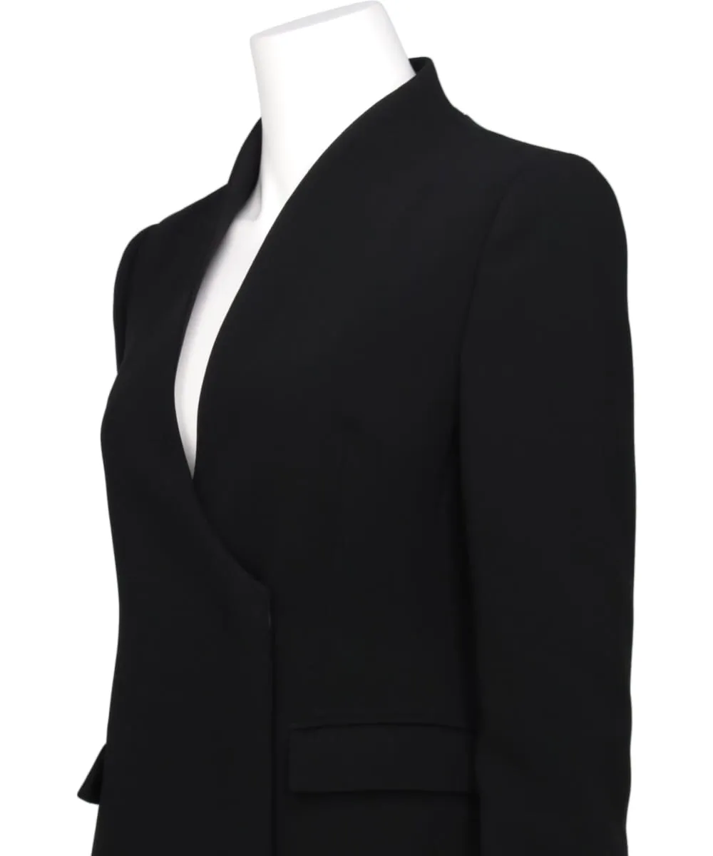 ACETATE POLYESTER COLLARLESS DOUBLE BREASTED SUIT JACKET