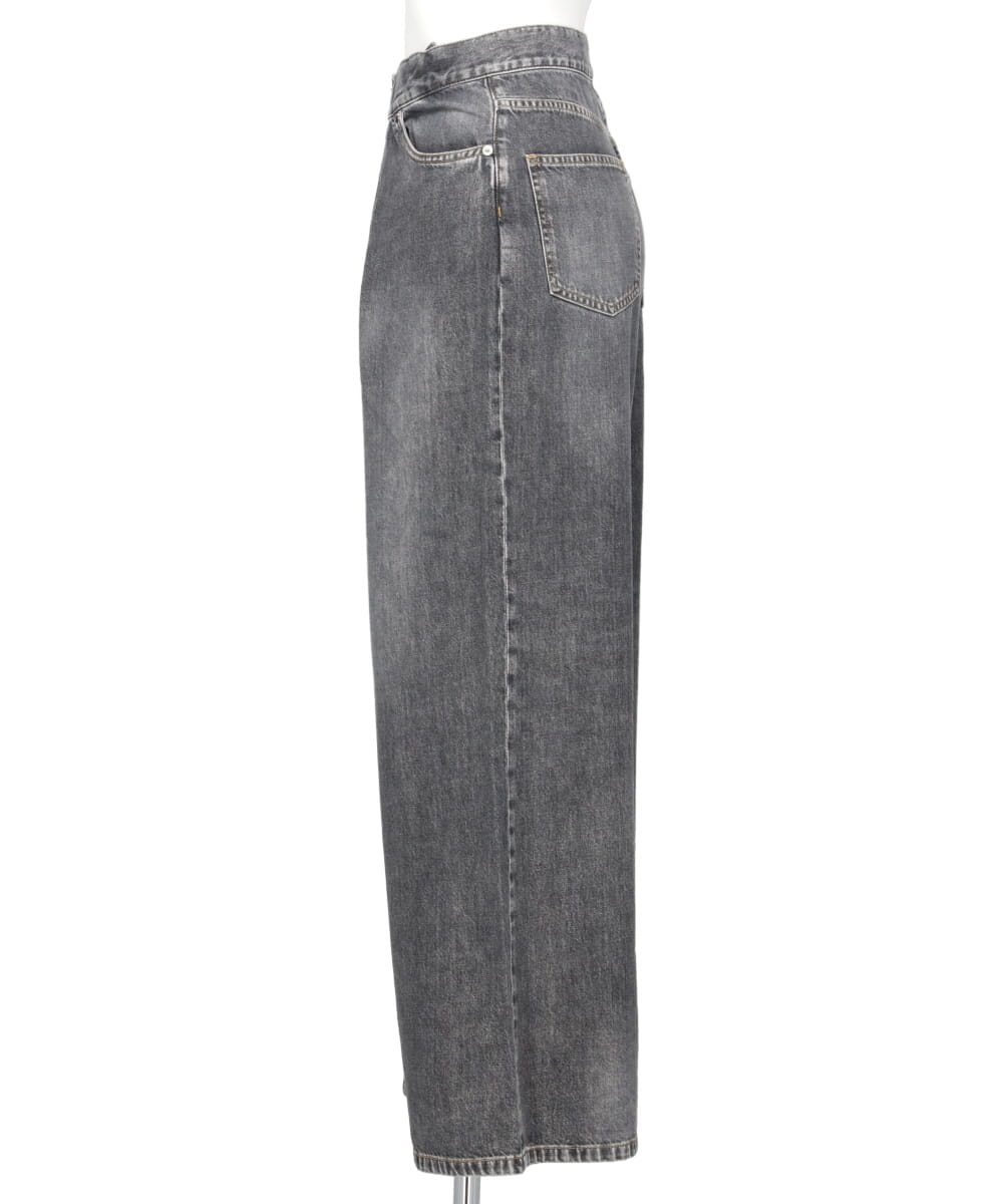 WASHED DENIM WIDE PANTS