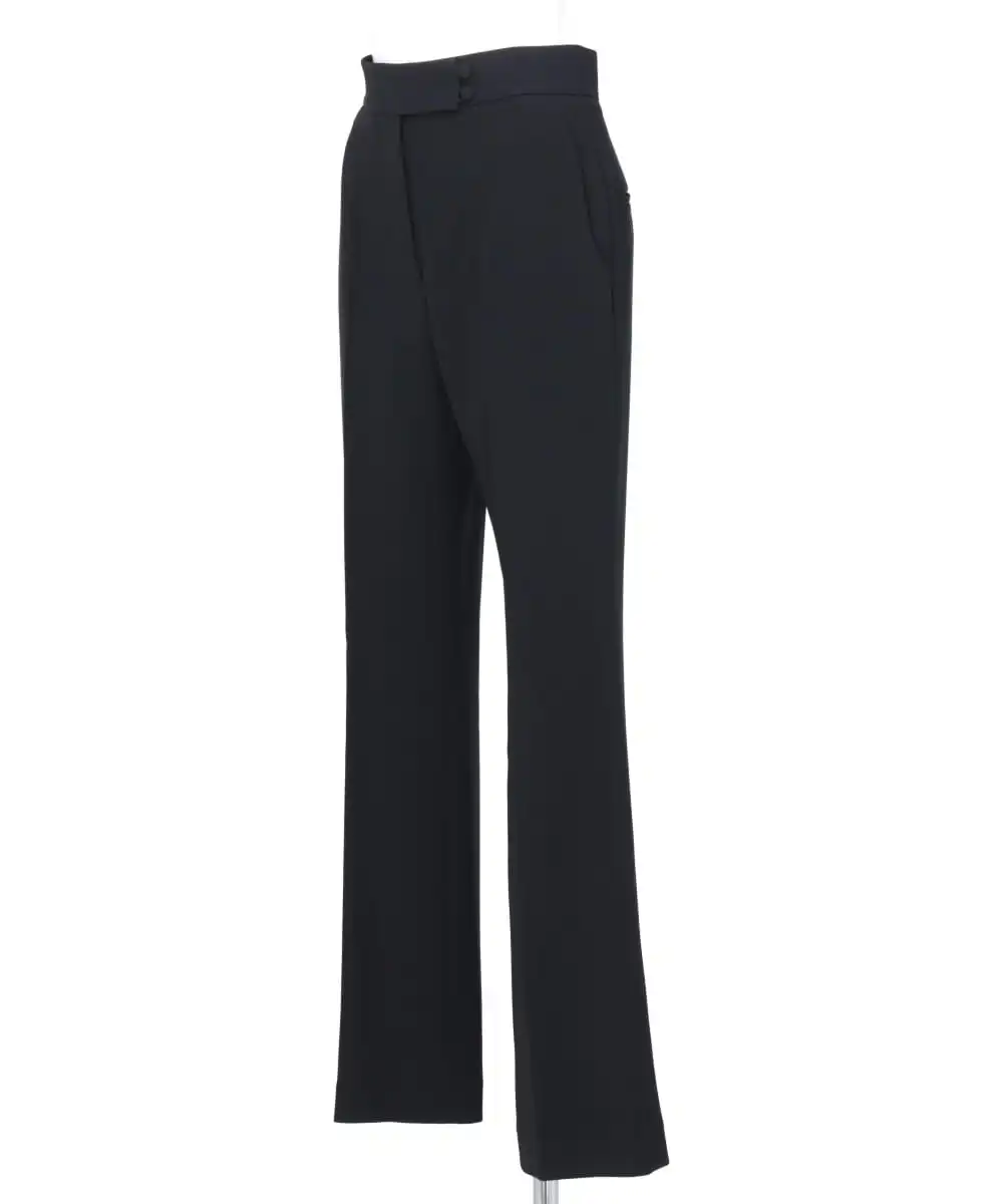 ACETATE POLYESTER HIGH WAISTED CENTER CREASED SUIT TROUSERS