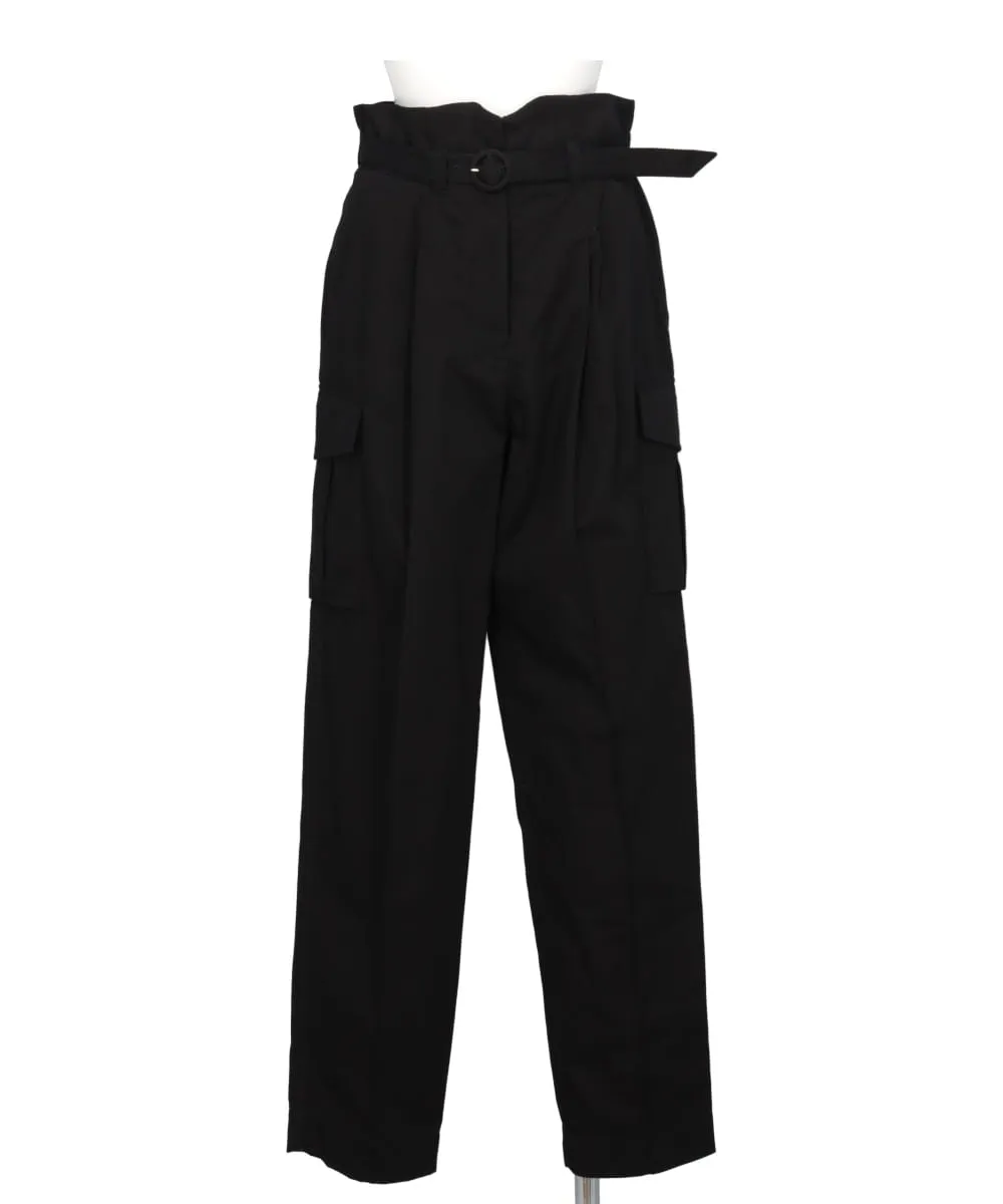 ORGANIC COTTON TWILL HIGH WAISTED CARGO TROUSERS