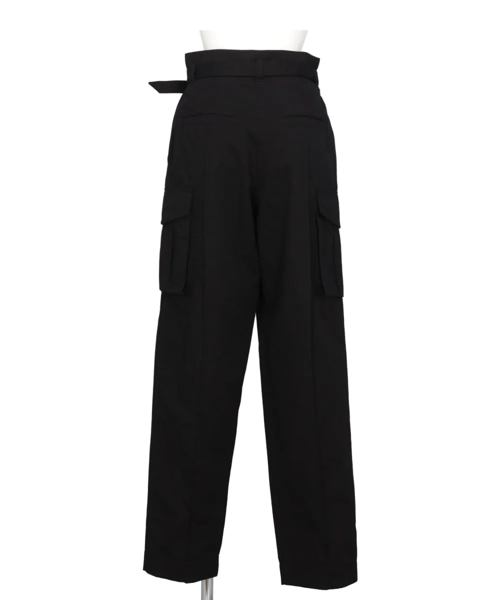 ORGANIC COTTON TWILL HIGH WAISTED CARGO TROUSERS