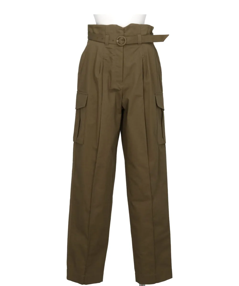 ORGANIC COTTON TWILL HIGH WAISTED CARGO TROUSERS