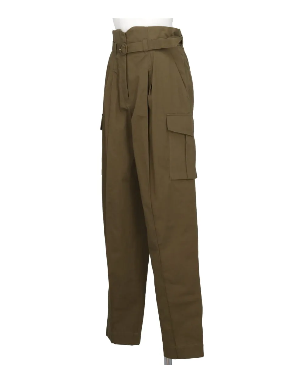 ORGANIC COTTON TWILL HIGH WAISTED CARGO TROUSERS