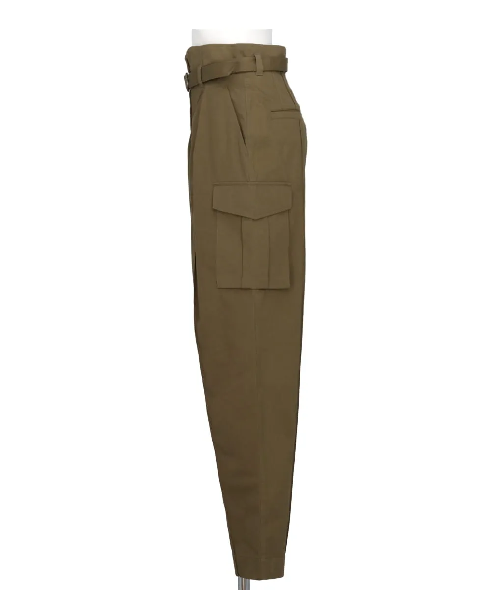 ORGANIC COTTON TWILL HIGH WAISTED CARGO TROUSERS