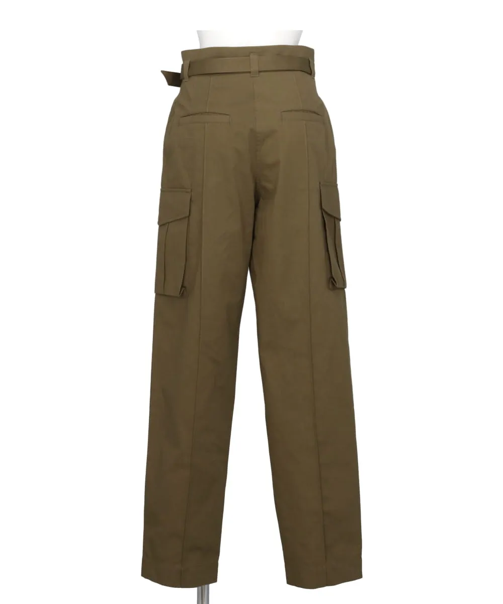 ORGANIC COTTON TWILL HIGH WAISTED CARGO TROUSERS