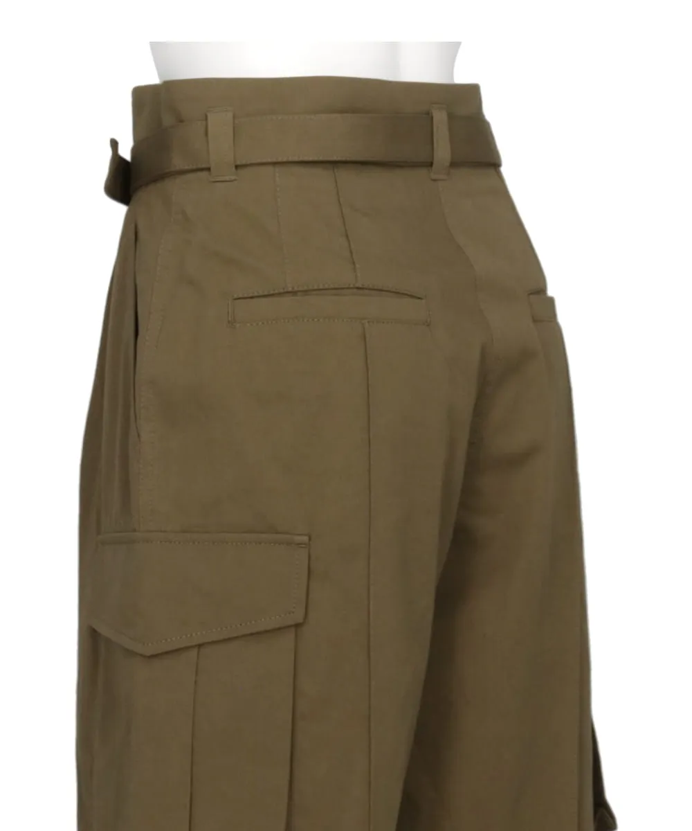 ORGANIC COTTON TWILL HIGH WAISTED CARGO TROUSERS